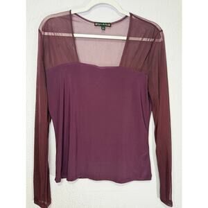 Susie in the City Whimsigoth Fairy Grunge Sheer Top Size L Burgunday Romatic